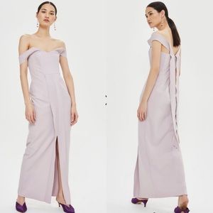 NWT Lavdender/Lilac Topshop Off Shoulder Column Dress